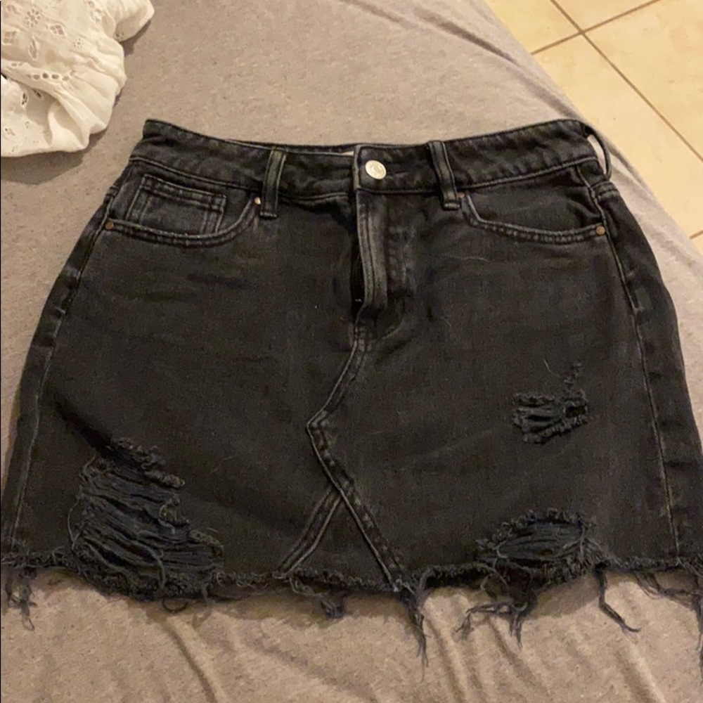 Black denim skirt